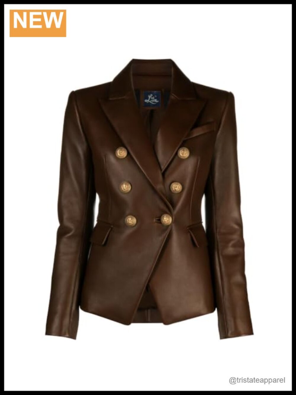 Genuine Lambskin Leather Blazer Single Button Notch Lapel Business Casual